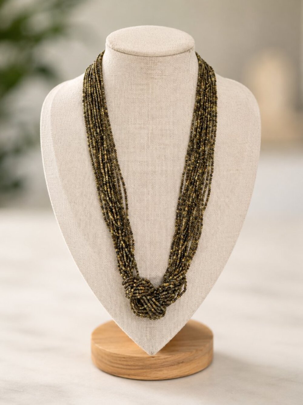 Vintage Multi strand green and gold Necklace